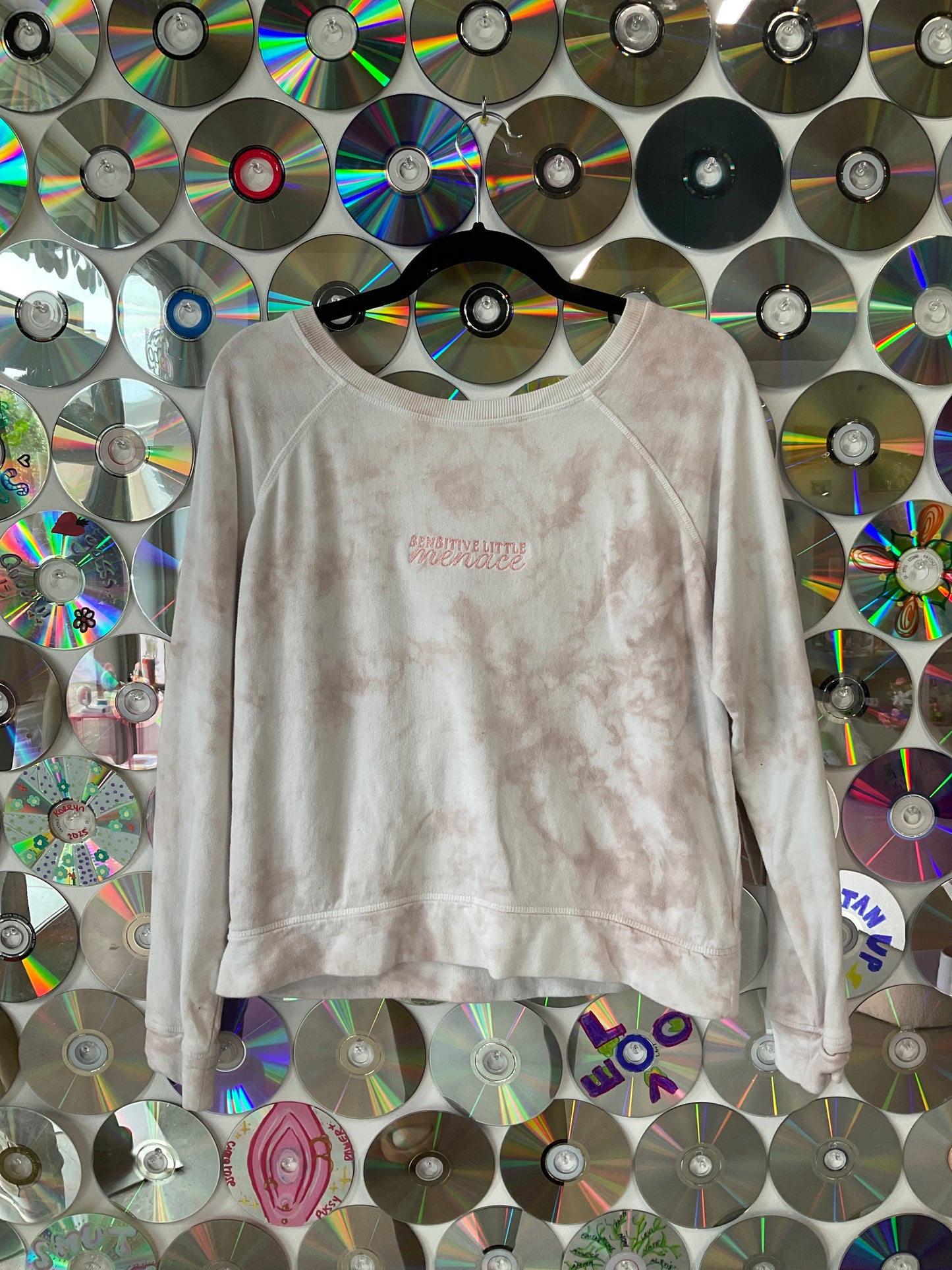 #87 - Sensitive Little Menace Pink Acid Wash Crewneck - S