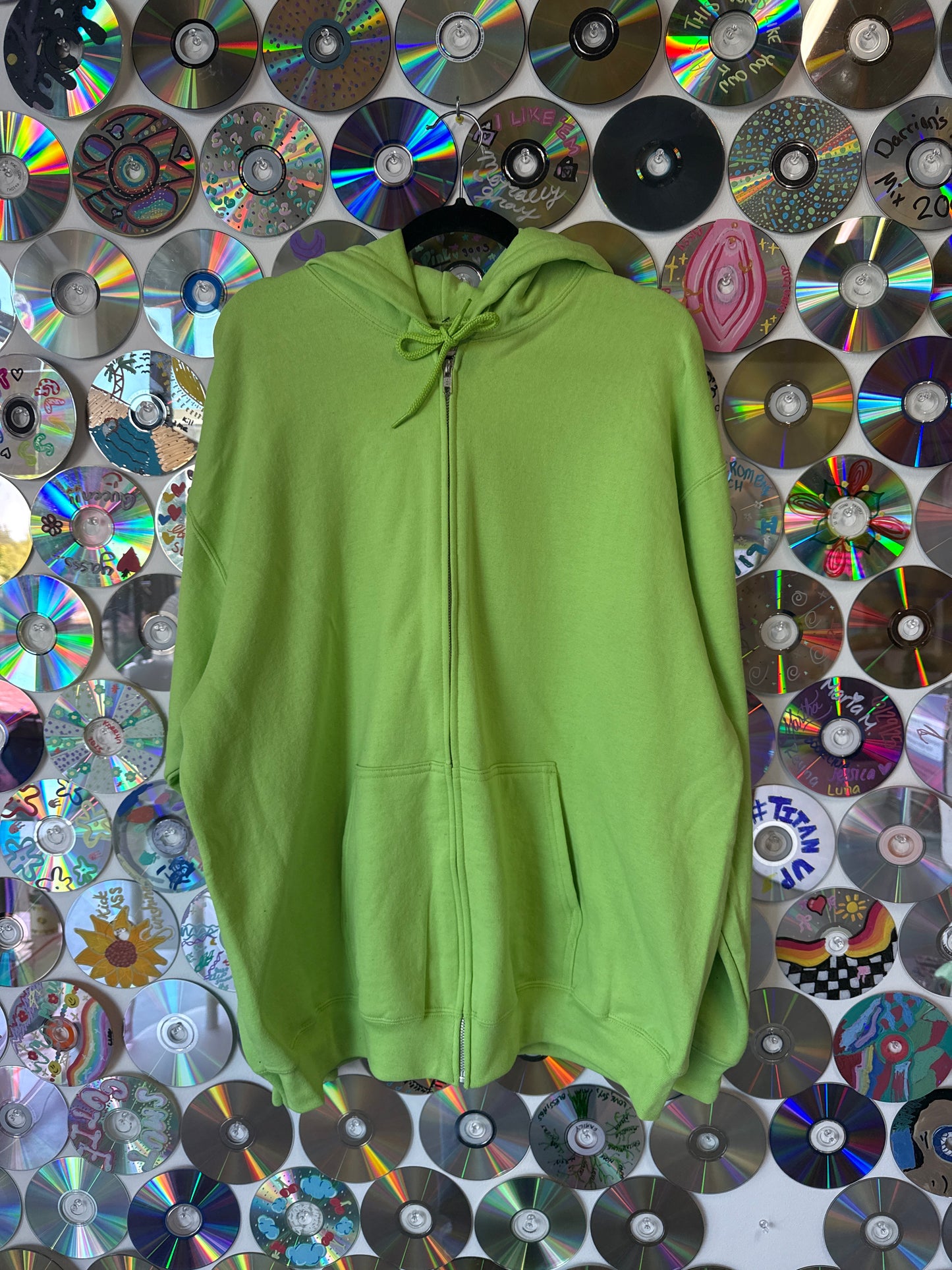 #549 - "You're all that and a bag of chips" Neon Green Zip Hoodie XL