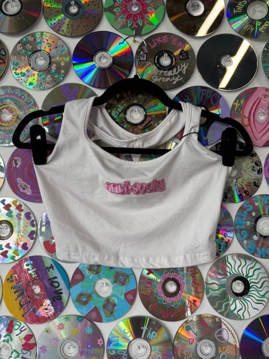 #736 - Anti-social White Halter Top XS