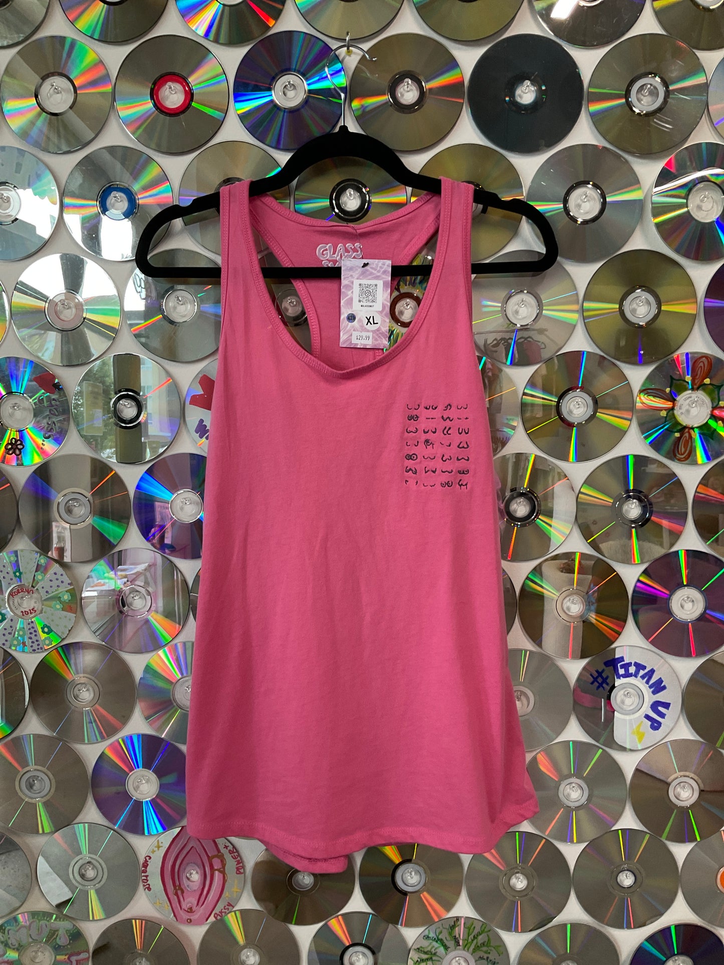 Boobies Embroidered Pink Racerback Tanktop XL #428