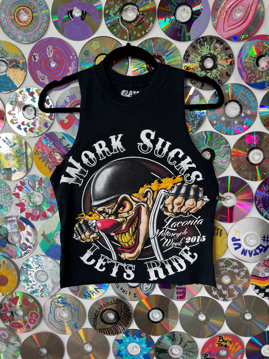 Work Sucks - Lets Ride Muscle Crop T-shirt M #735