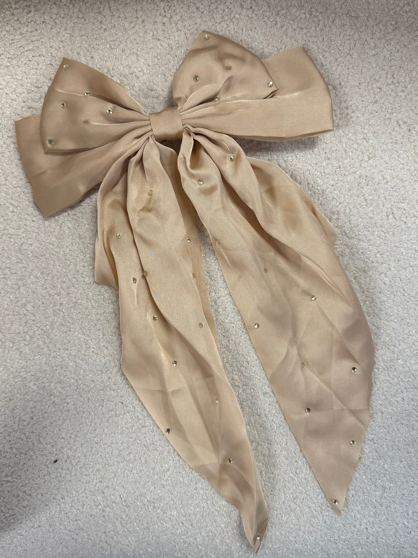 Champagne Rhinestoned Hair Bow