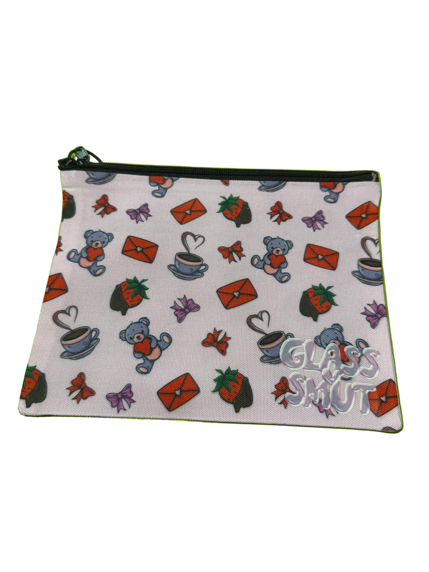 GlassSmut Signature Design Heart Throb on a lightweight canvas zip pouch