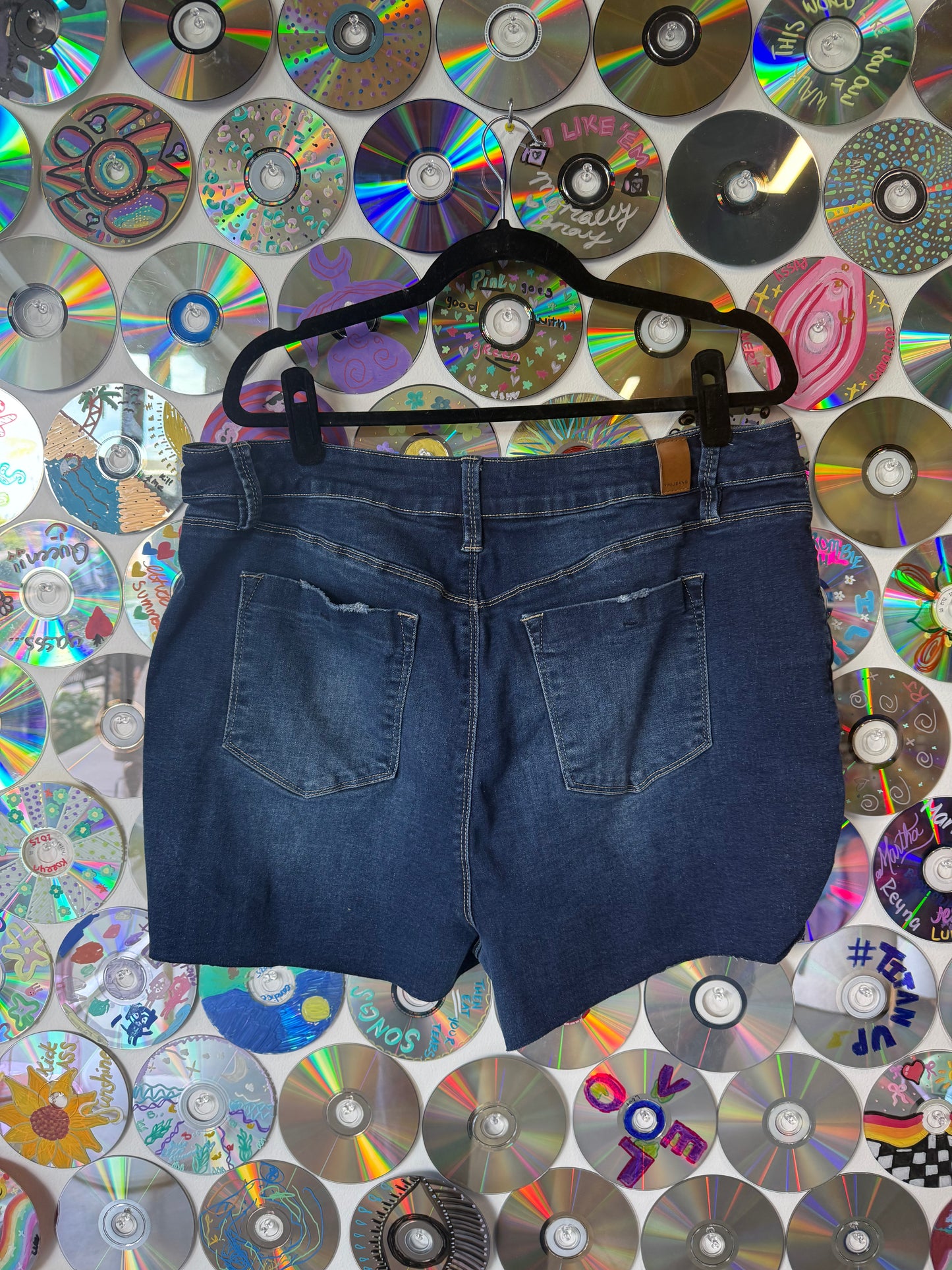 Heart Cutout Denim Cutoff Jeans Sz 18 #596