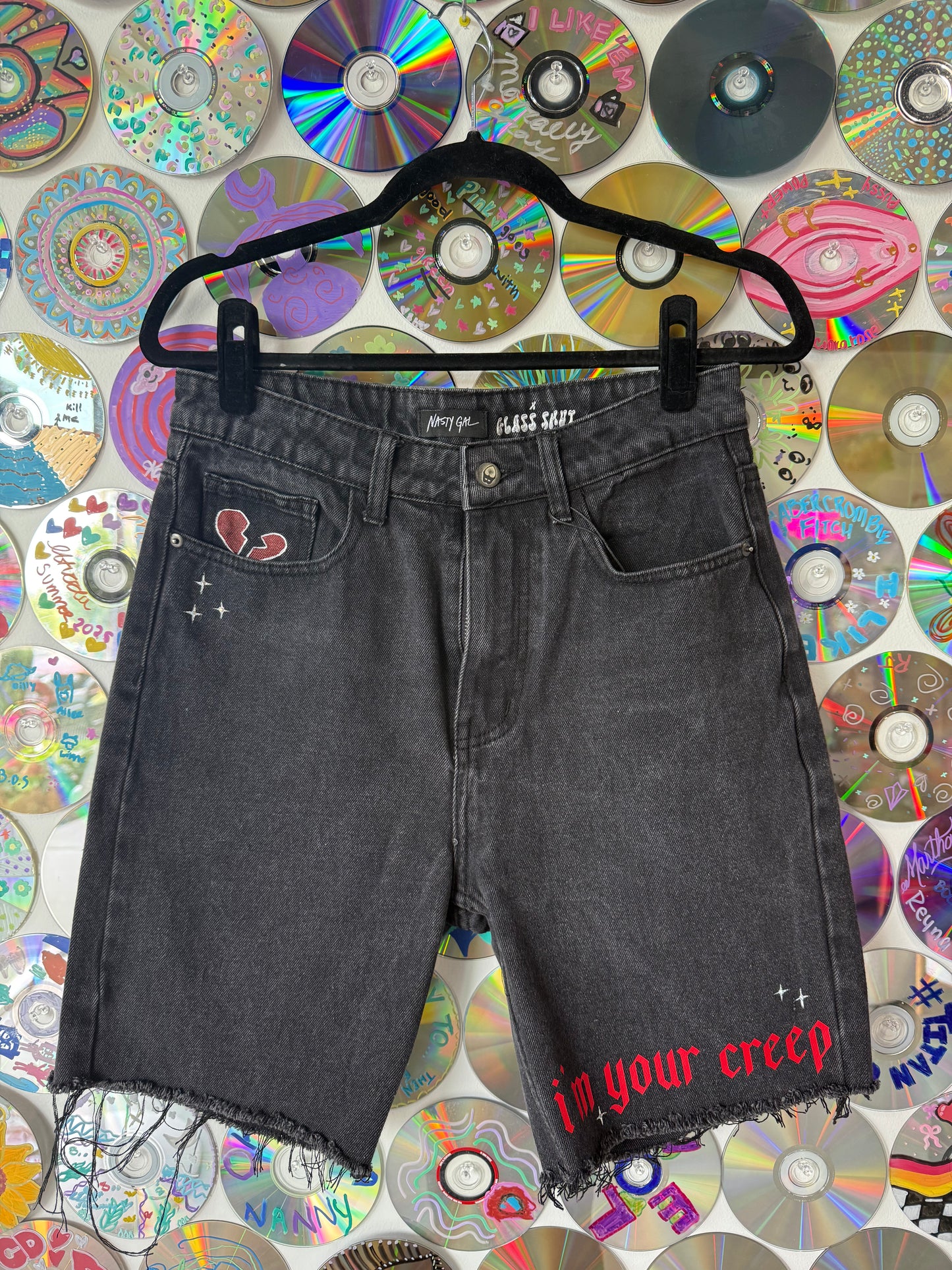 "I'm Your Creep, Be My Weirdo" Denim Shorts #658