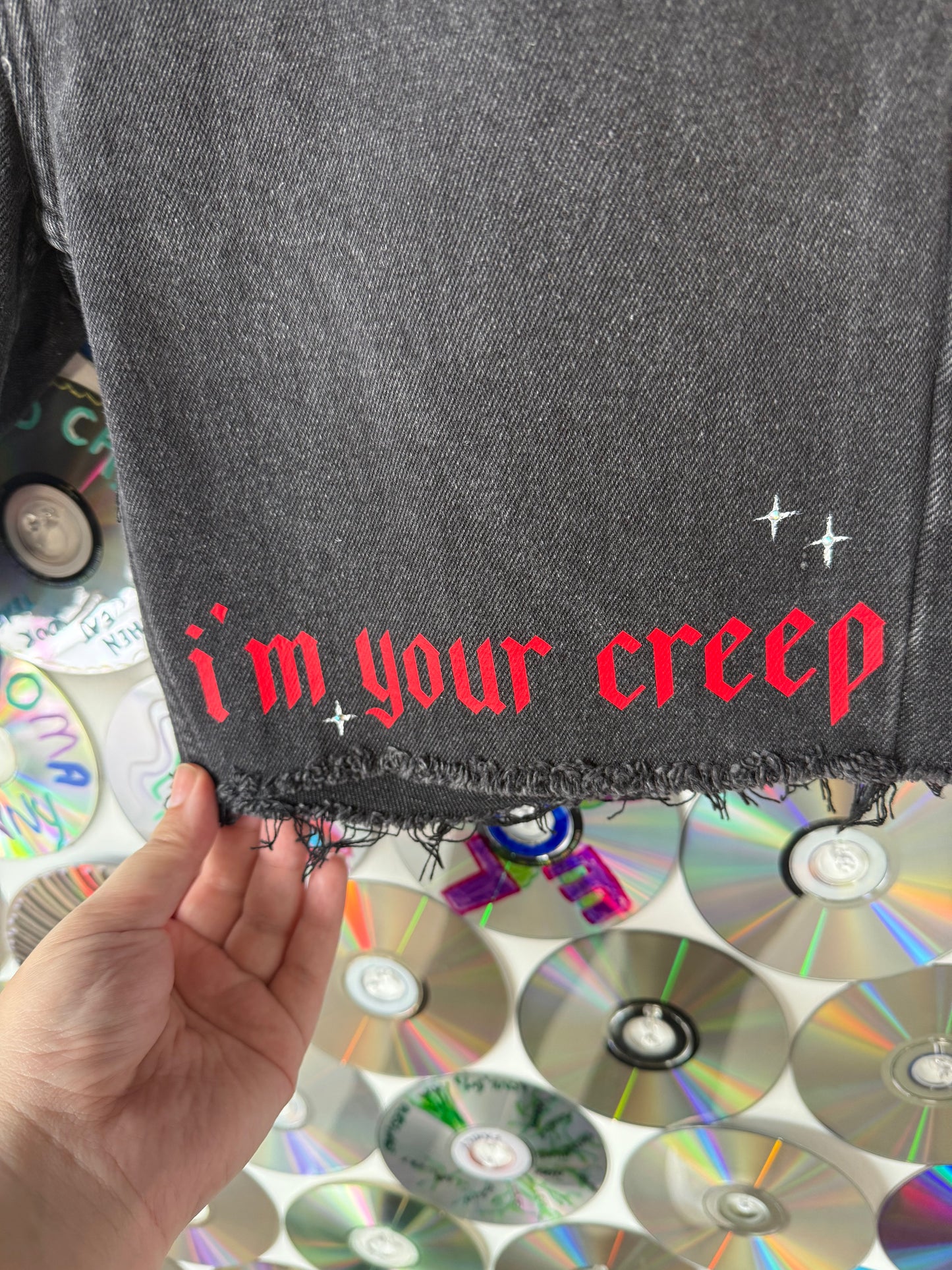"I'm Your Creep, Be My Weirdo" Denim Shorts #658