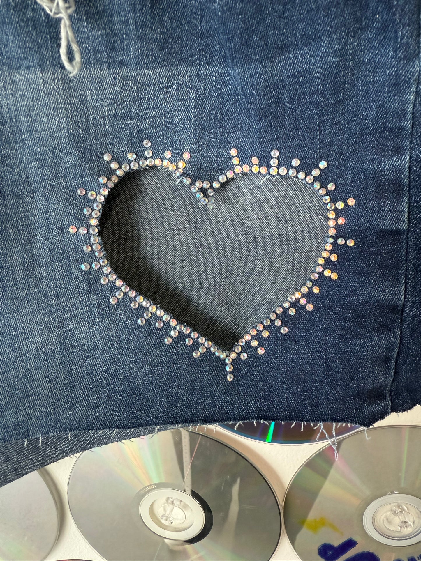 Glittering Heart Denim Shorts #659