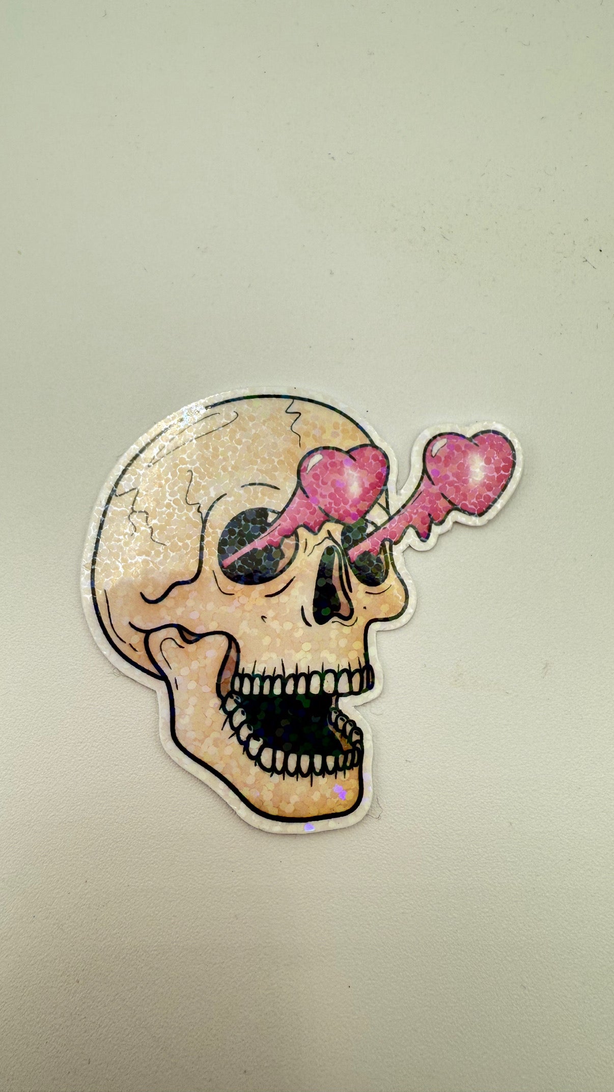 Heart Eyed Skull Sticker F14
