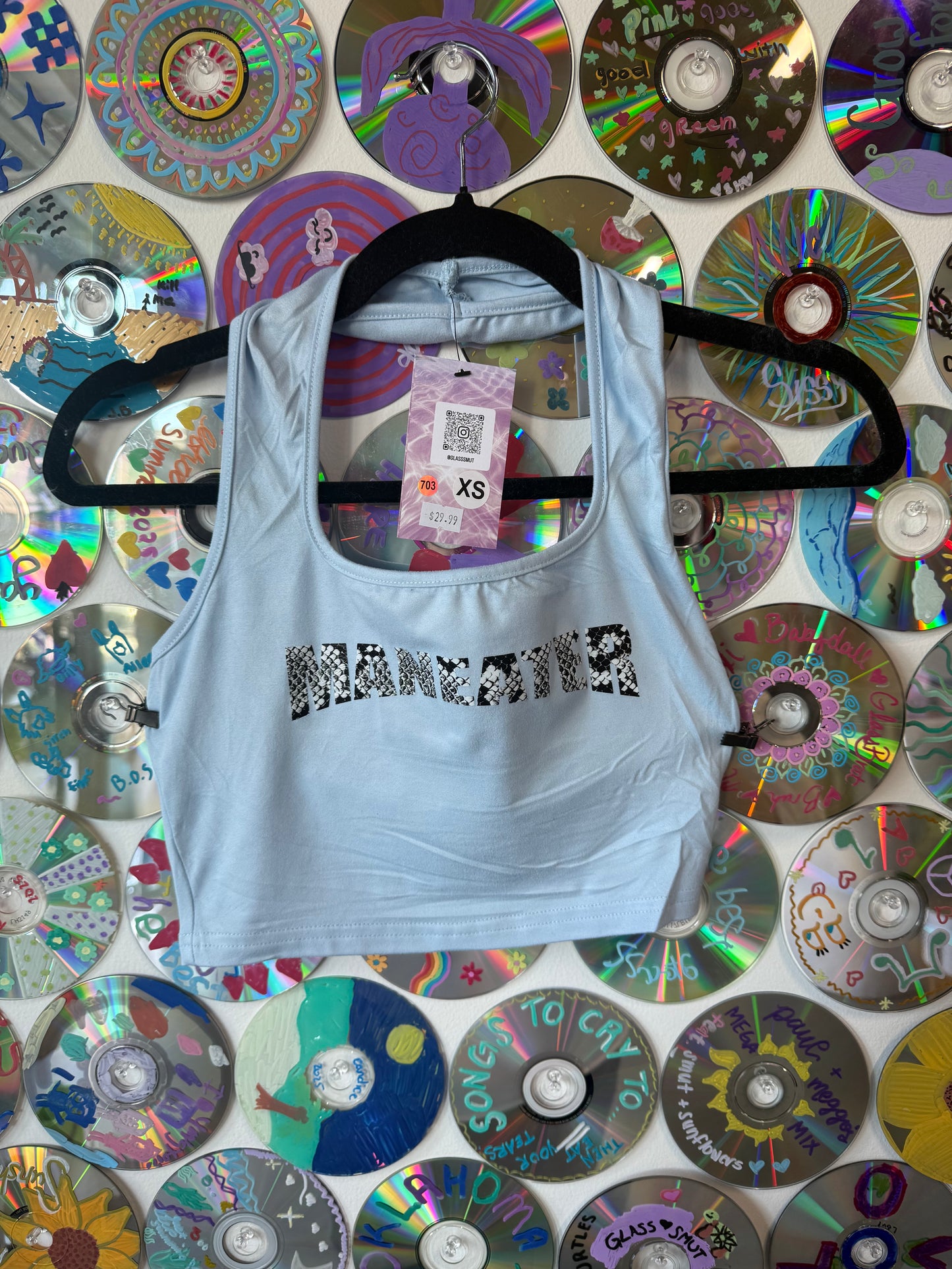 MANEATER Blue Halter Top XS #703