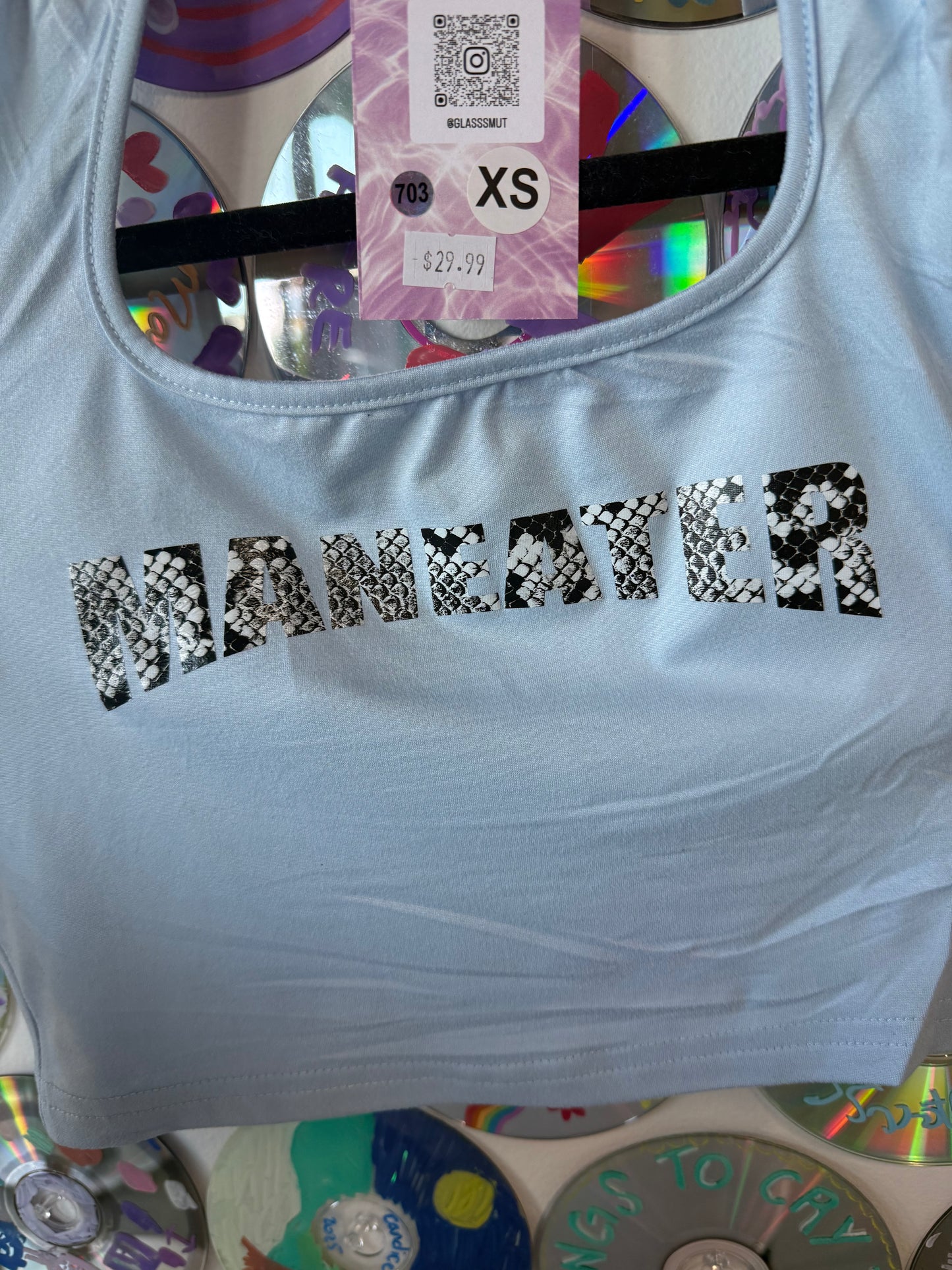 MANEATER Blue Halter Top XS #703