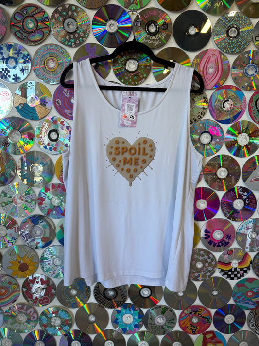 #783 - "Spoil Me" White tank top 3XL