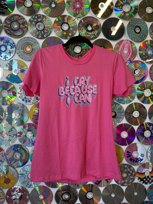 #775 - "Cry Because I Can" Pink t-shirt L