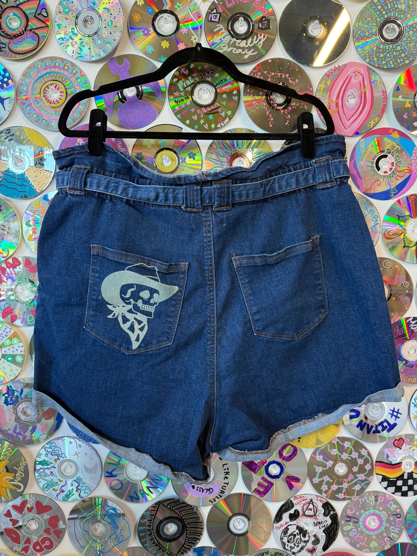 #791 - Did Your Boots Stop Workin'?" Paperbag waist Denim Shorts - 3XL
