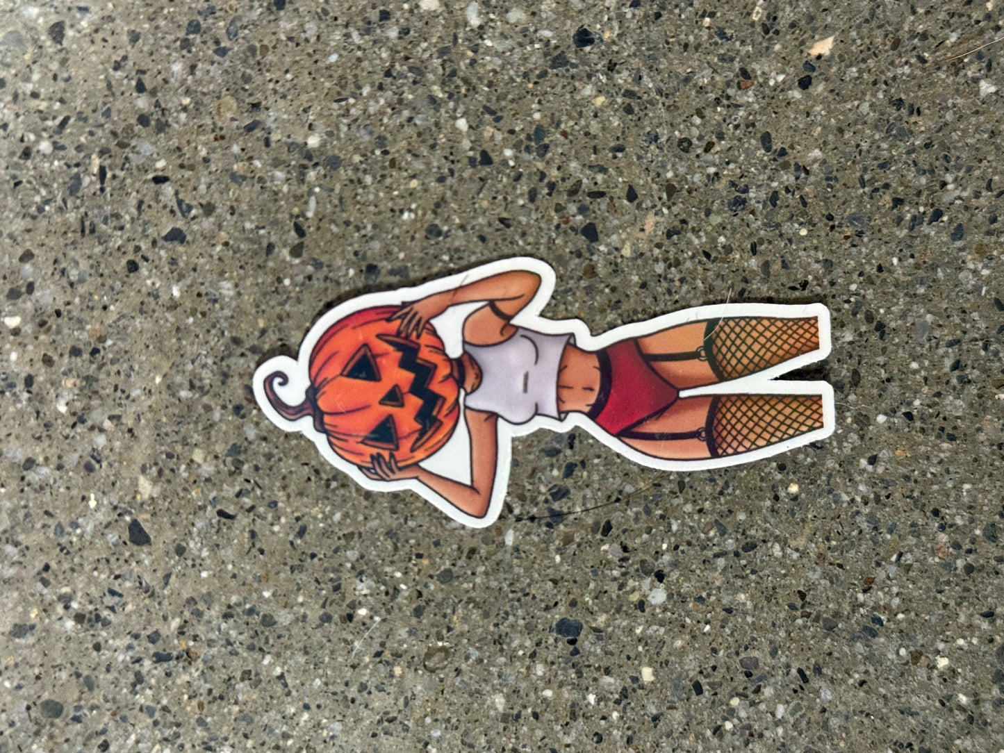 Pumpkin Head Babe Sticker - H16