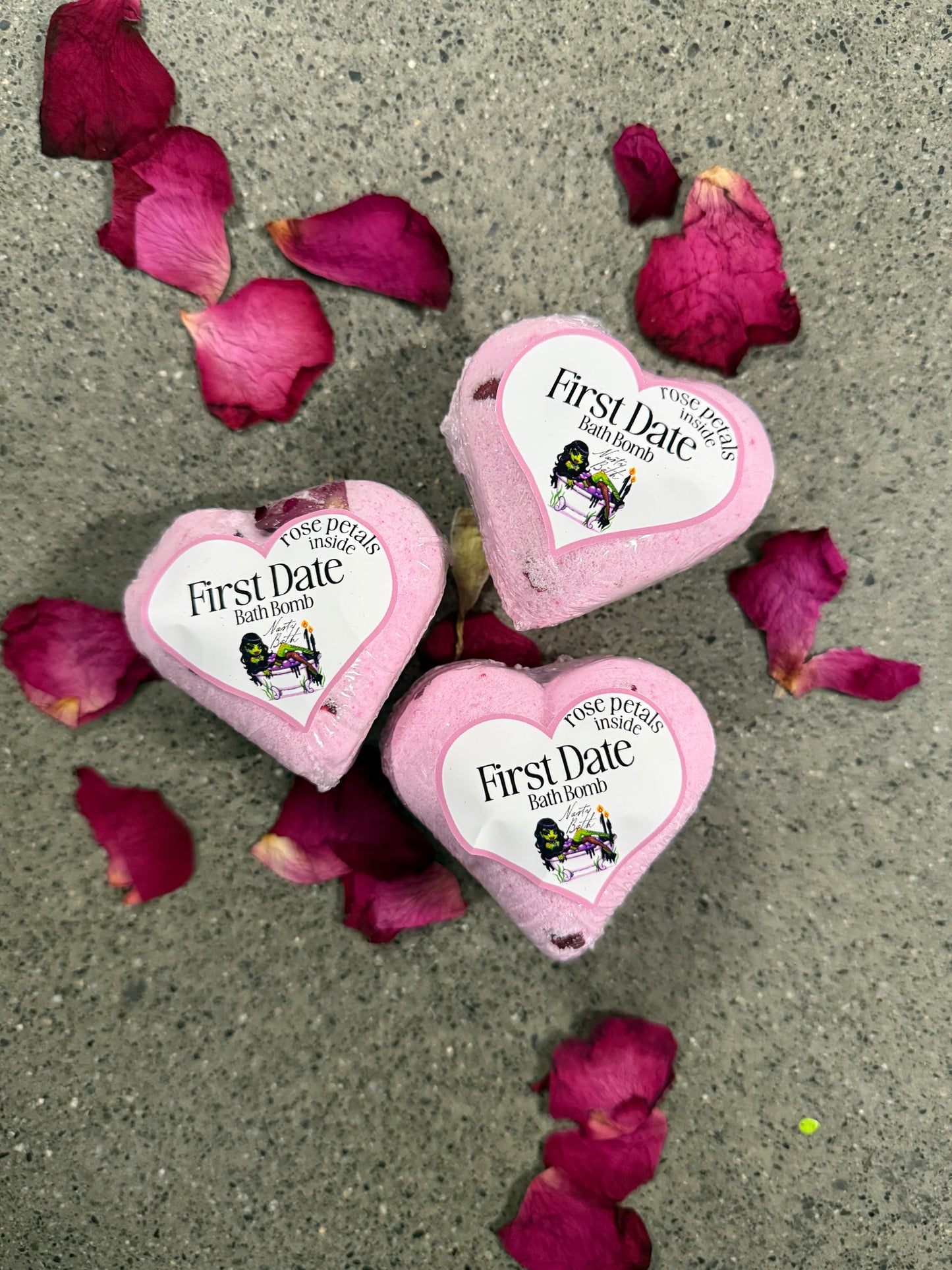 First Date Bath Bomb with Rose Petals - By Nasty Bath