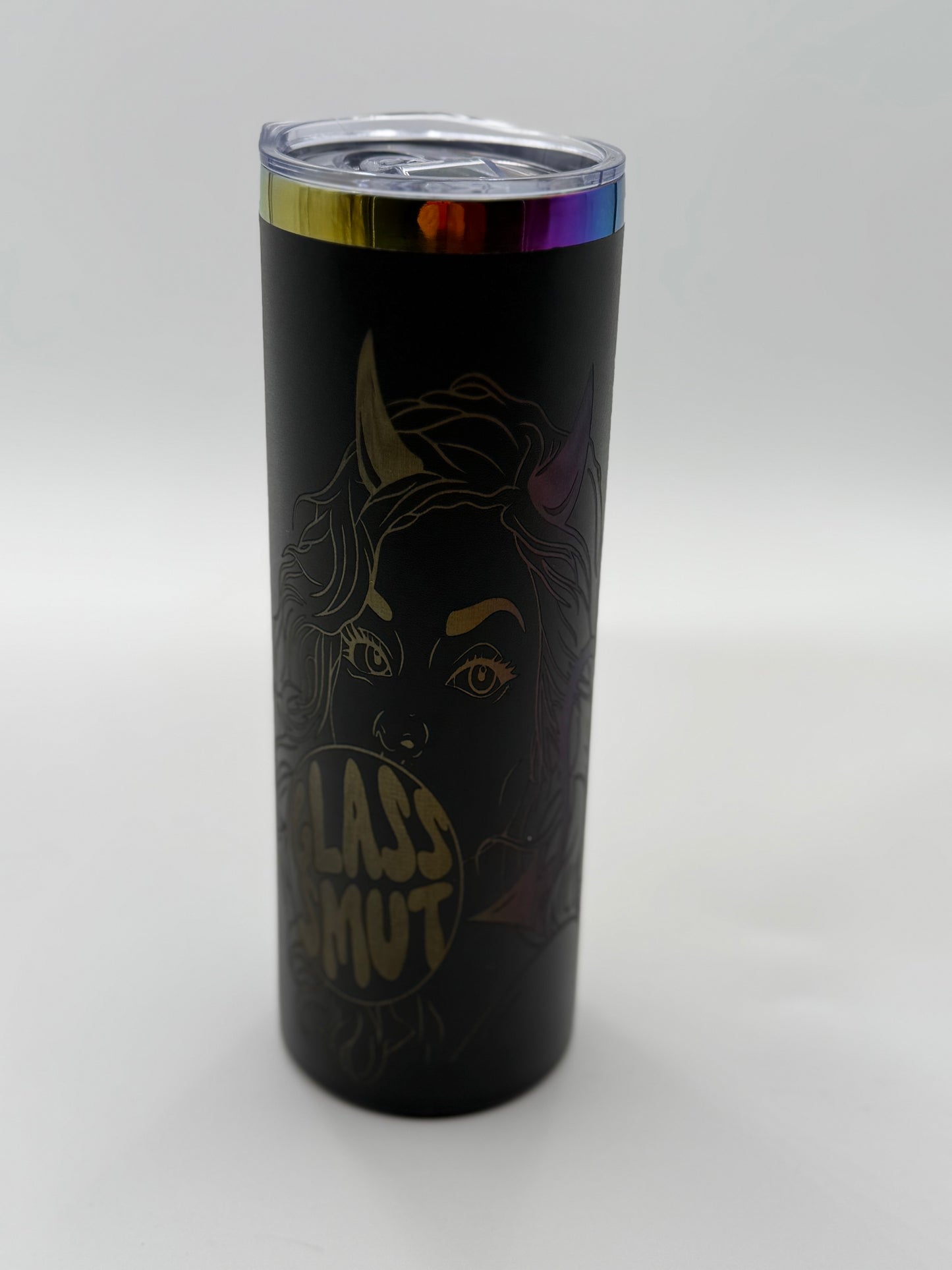 GlassSmut Bubble Demon Rainbow Engraved Tumbler