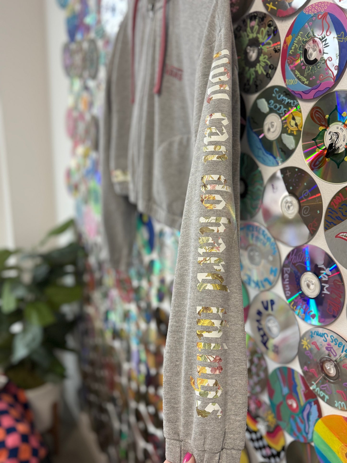 #6 - "You can do hard things" Vans Floral Cropped Zip Hoodie - S