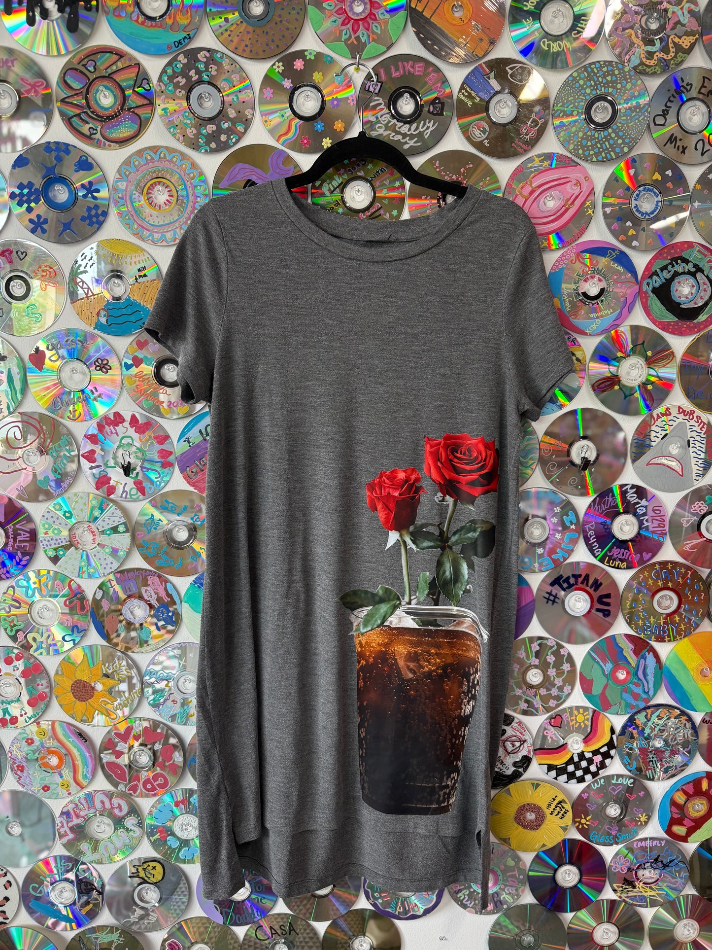 #111 - Coke and Roses Shirt Dress - L