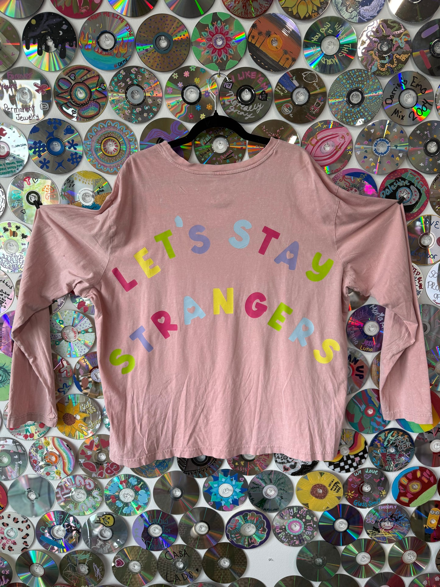 #124 - Let's Stay Strangers Pink Long Sleeve Shirt - 2XL