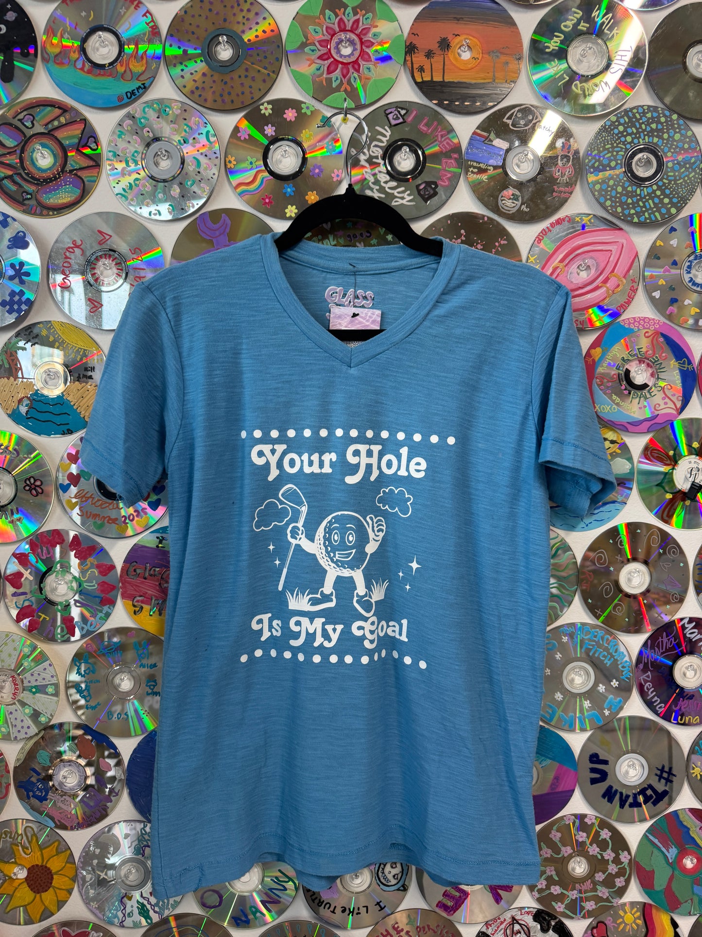 #916 - Your Hole is my Goal vneck t-shirt - S