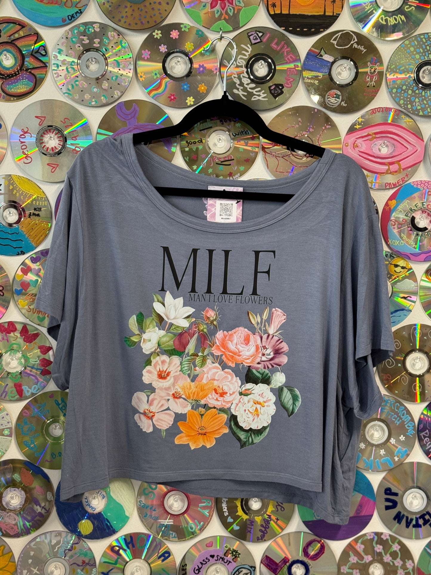 #921 - MILF Man I Love Flowers Crop Shirt - XXL