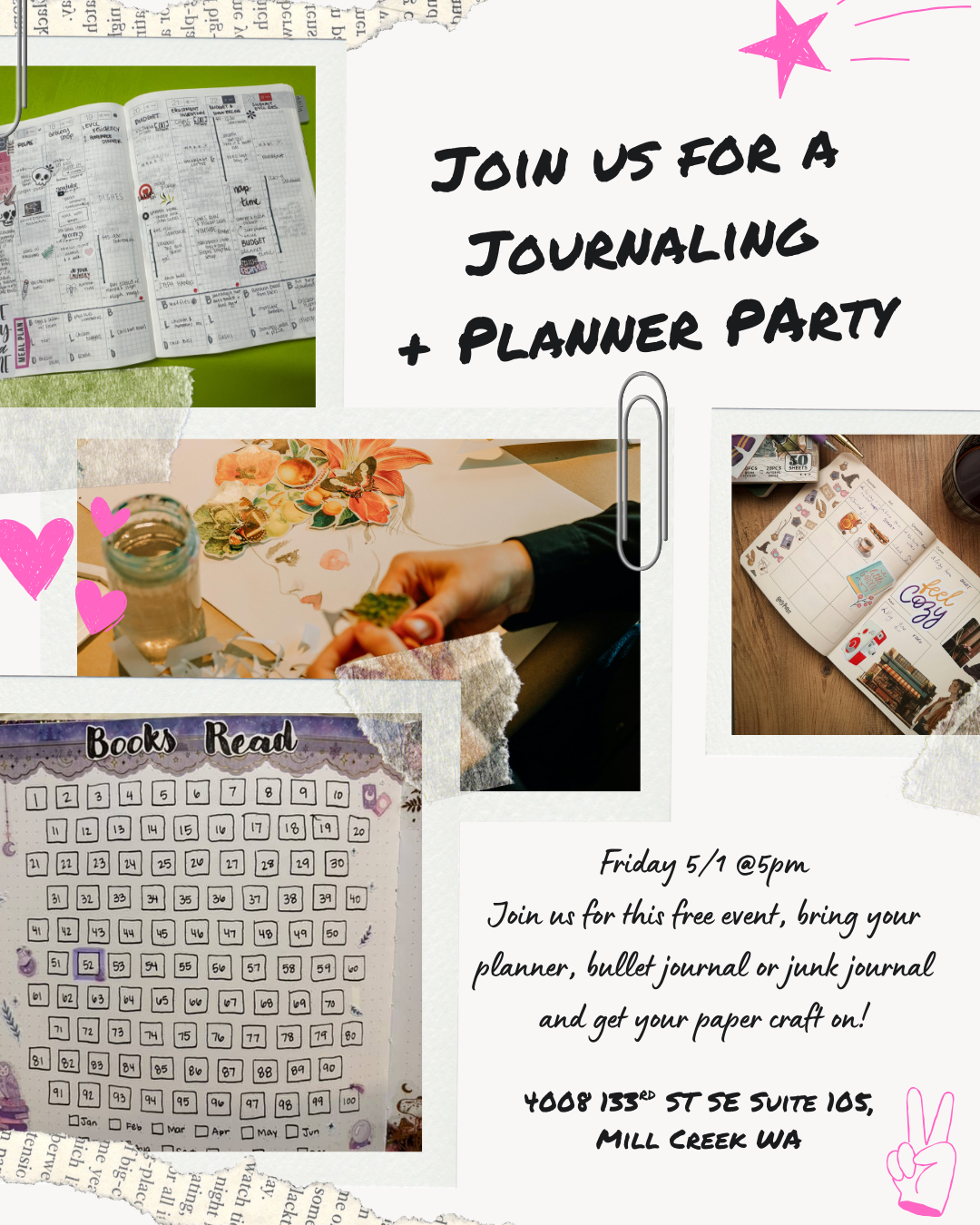 5/1 Planner and Junk Journal Party 5pm
