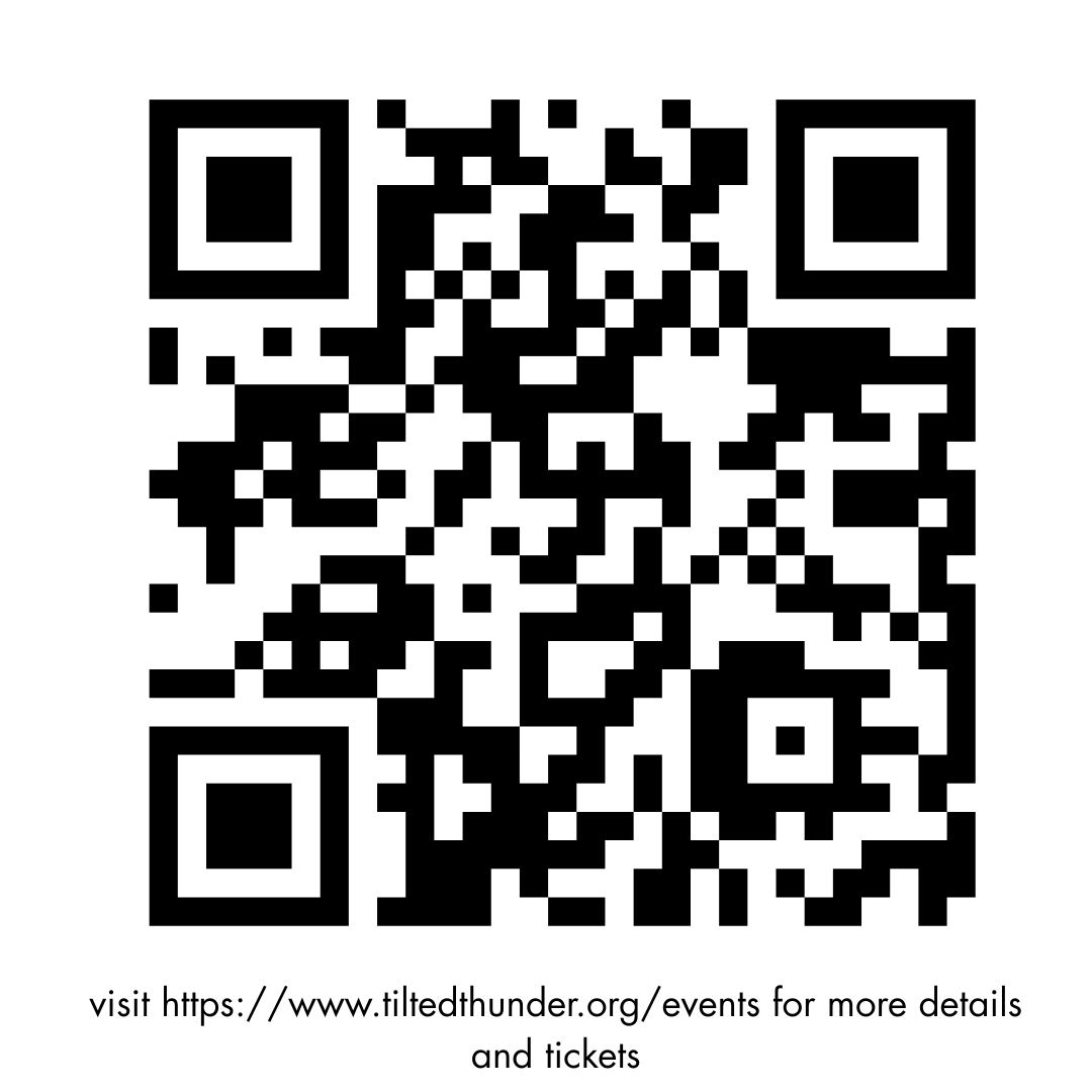 QR code with a URL for more details for Tilted Thunder Roller Derby Event and tickets on a white background