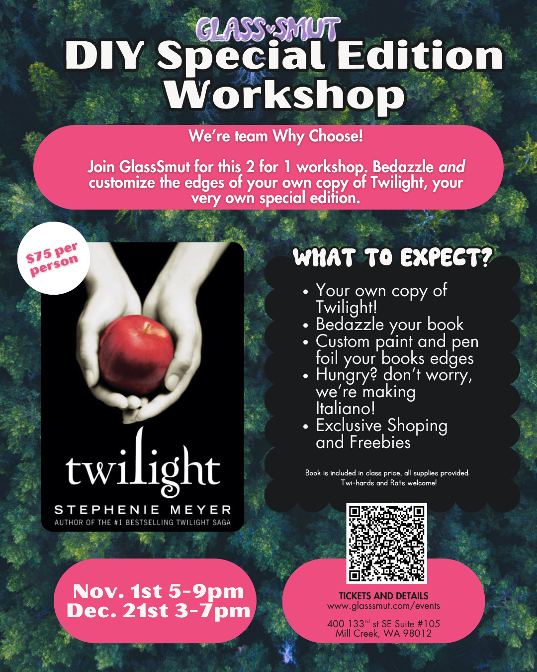 12/21 Twilight DIY Special Edition Workshop 3-7pm