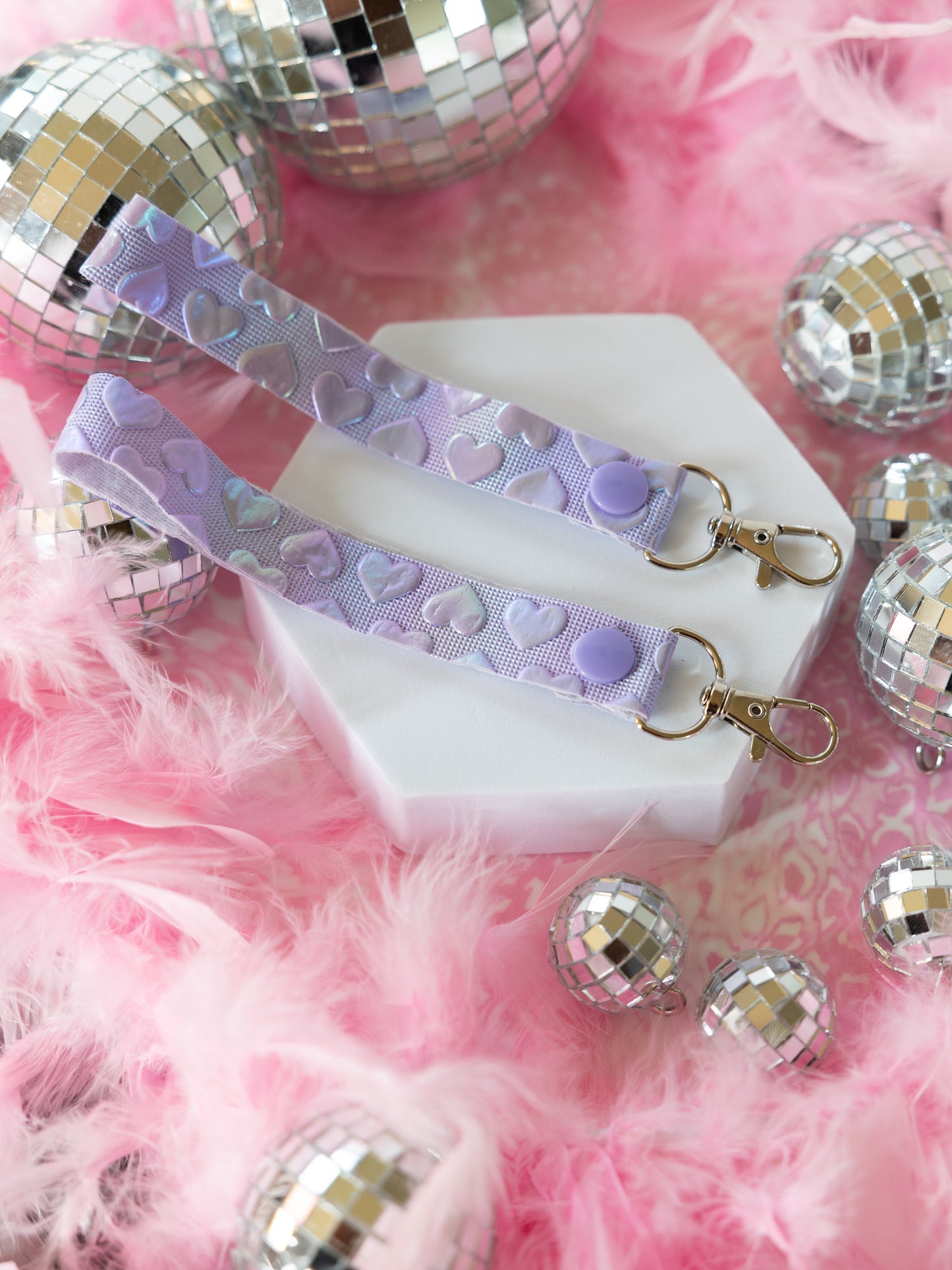 Purple Hearts Wristlet