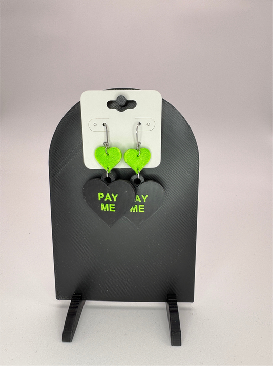 Pay Me Conversation Heart Earrings