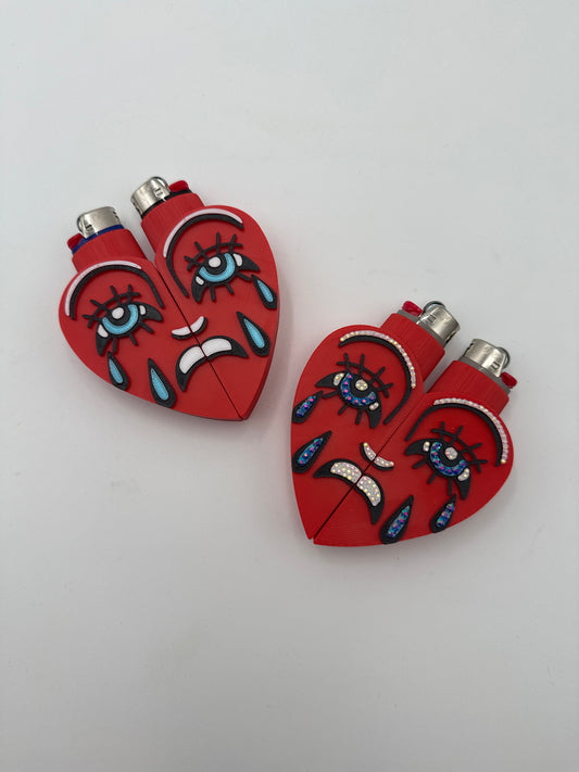 Red Twin Flame Lighter Cases - BIC