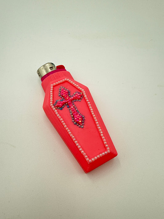 #993 - Pink and Pearls Holy Smokes Lighter Case - BIC