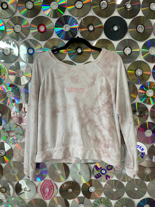 #87 - Sensitive Little Menace Pink Acid Wash Crewneck - S