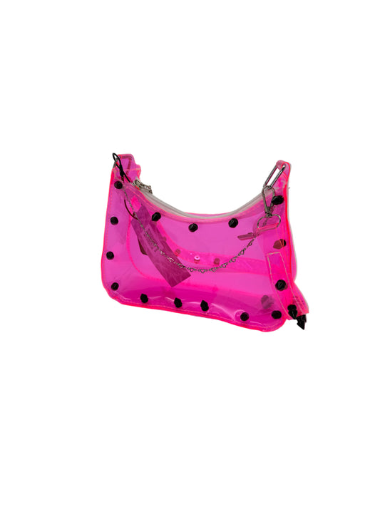 #6 - Pink Jelly Bag - Black Spikes & Heart Chain