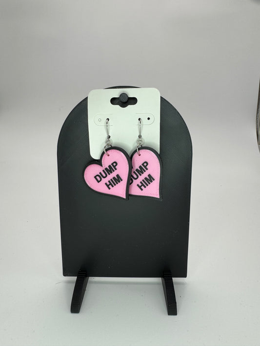 Dump Him Conversation Heart Earrings