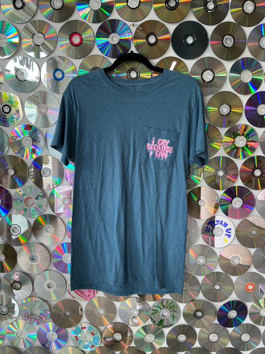 I Cry Because I Can Blue Pocket T-shirt M #351