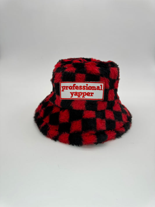 #92 - Red and Black Checker Professional Yapper Bucket Hat