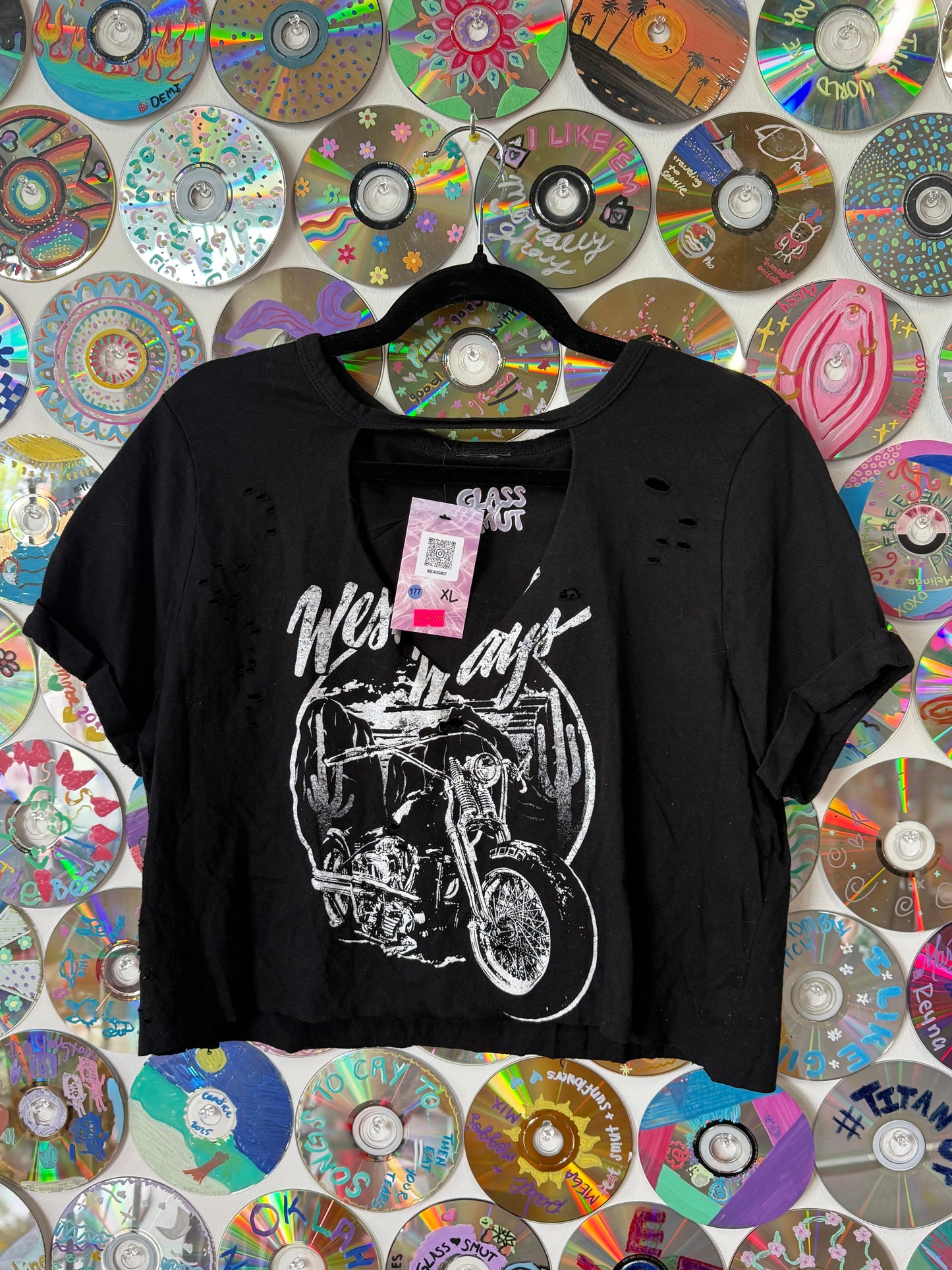 #177 - Crop Cutout Motorcycle t-shirt - XL