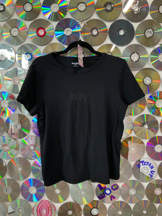 Baby Embroidered Black Crop Top M #249