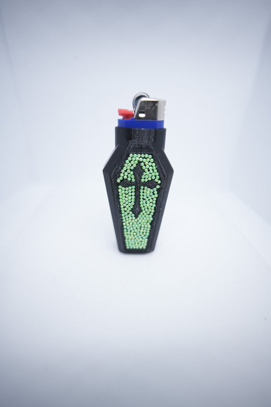#103 - Green and Black Holy Smokes BIC Lighter Case