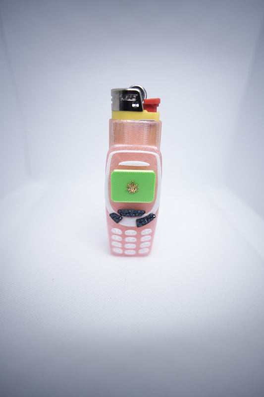 #107 - Cannabis Leaf Pink Nokia BIC Lighter Case