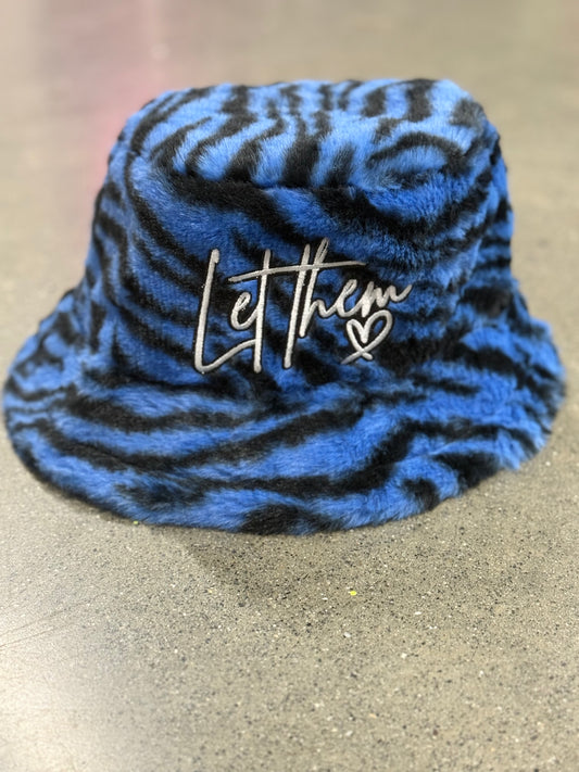 #894 - Let Them Blue Zebra Fuzzy Bucket Hat