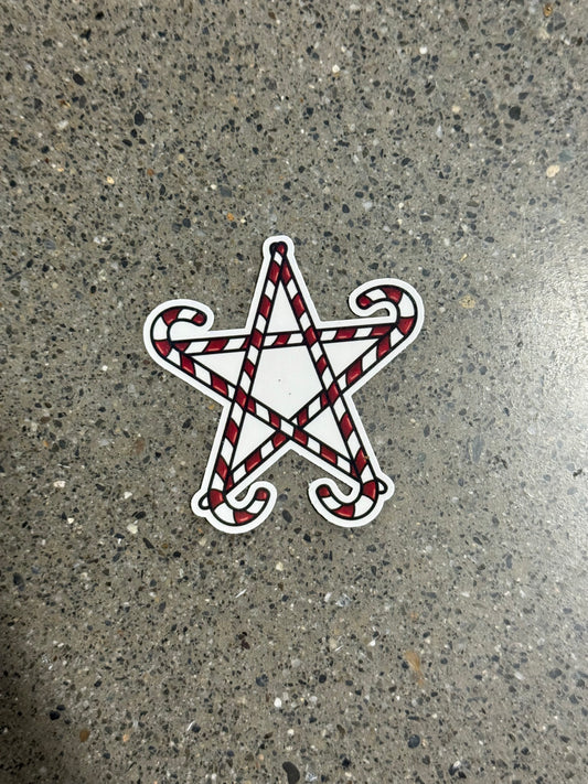 Candy Cane Pentagram Sticker - X11