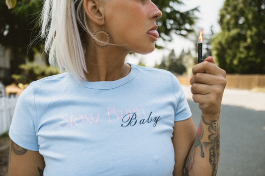 #62 - Slow Burn Baby Crop Tee - M