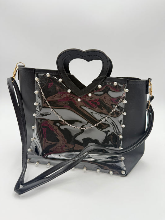 Heart Handle Pearl Crossbody bag #564