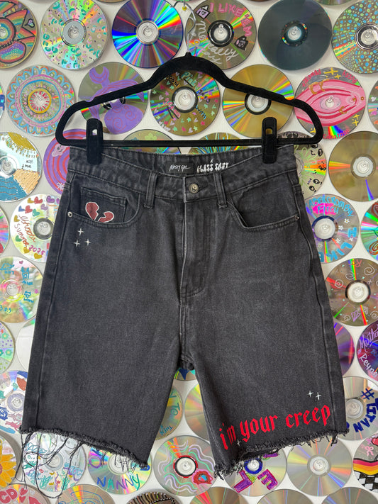 "I'm Your Creep, Be My Weirdo" Denim Shorts #658
