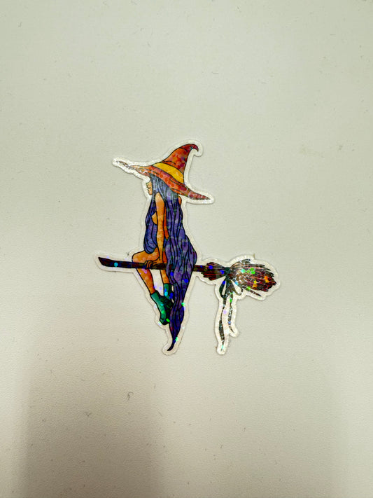 Witch + Broom Sticker A29