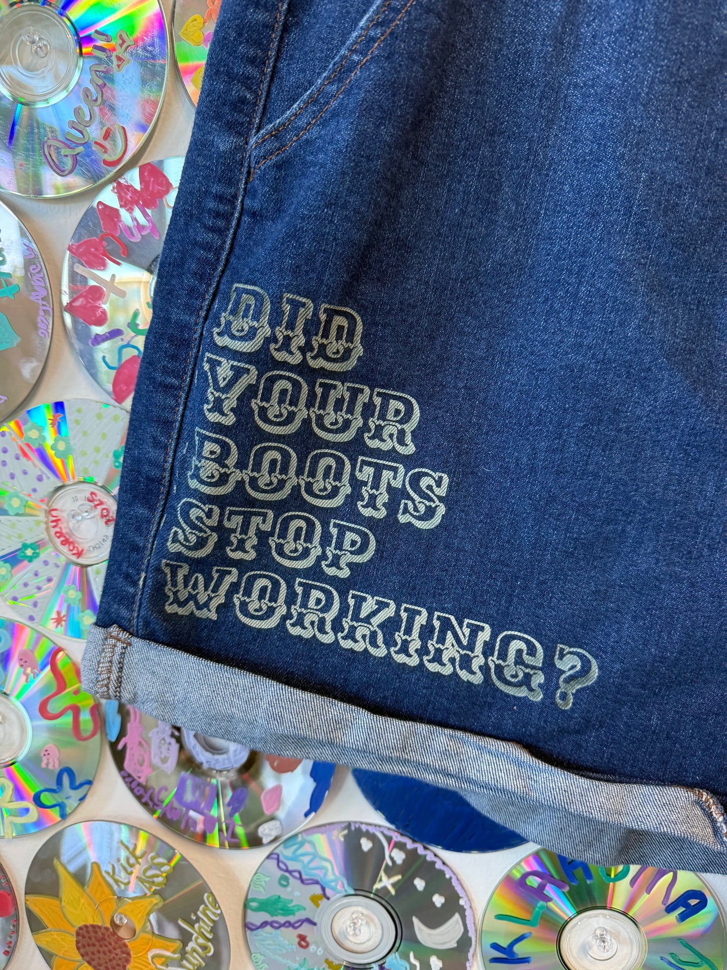 #791 - Did Your Boots Stop Workin'?" Paperbag waist Denim Shorts - 3XL
