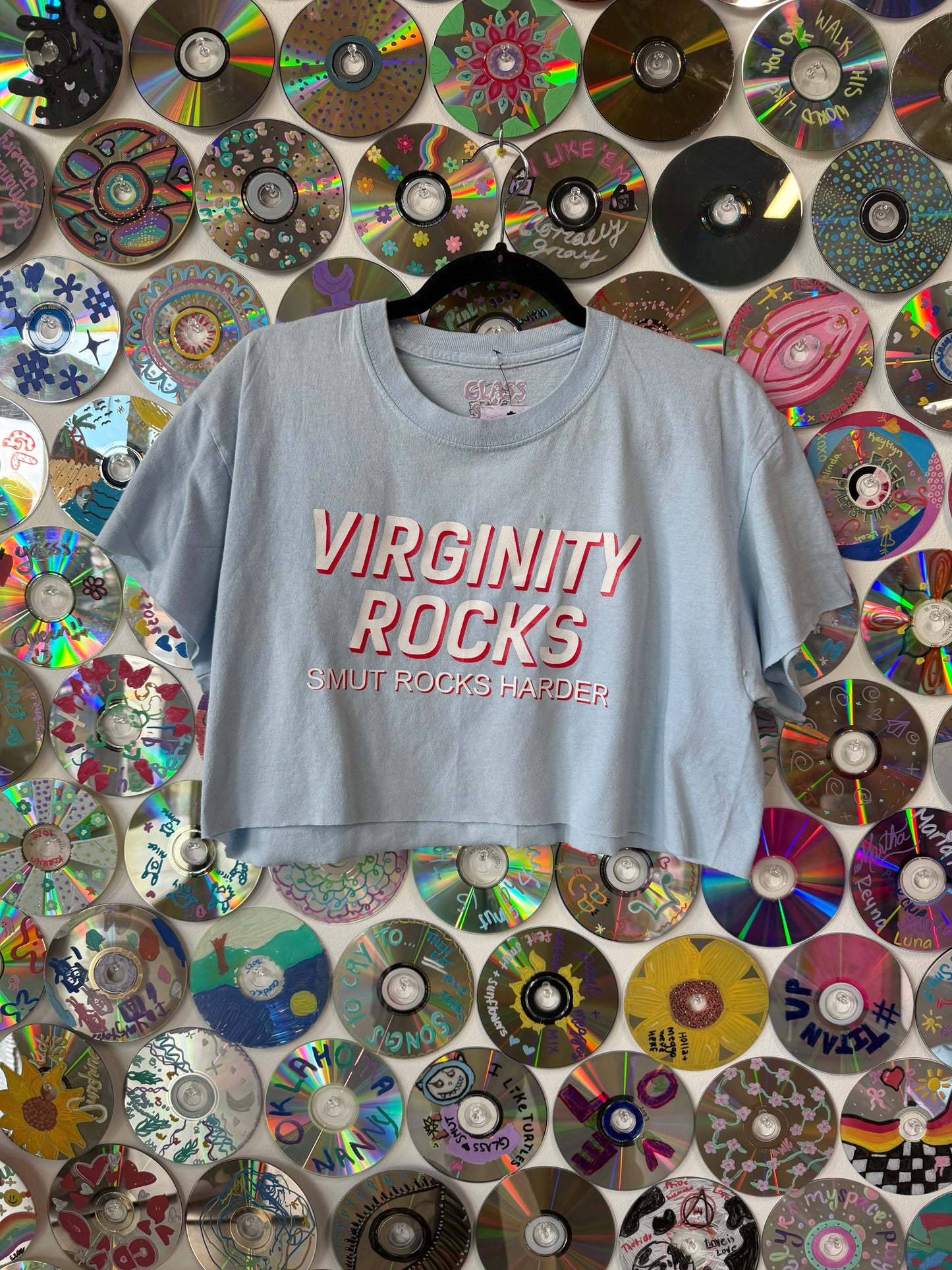#797 - "Virginity Rocks, Smut Rocks Harder" Crop Tee  L