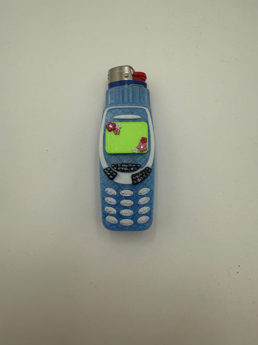 #815 Petite Florals Blue Nokia BIC Lighter Case